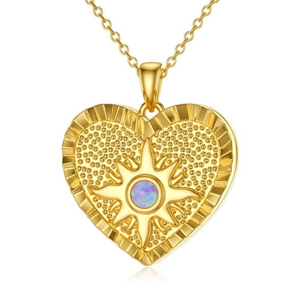 SOULMEET 18K Gold Filled Pink Opal Starburst Locket Necklace That