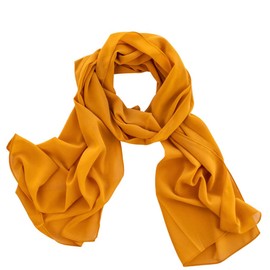 DOLCE ABBRACCIO by RiemTEX Women's Scarf Stole Elegant Scarves and Shawls Verona Chiffon, ochre