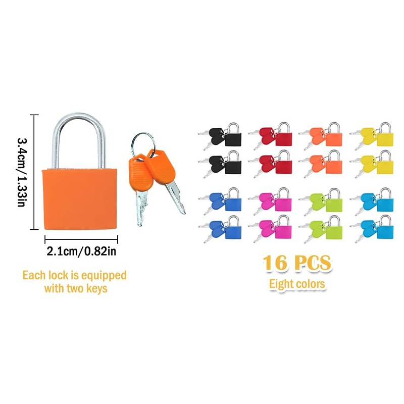 Kellegour 16 Pieces Suitcase Locks with Keys,Colourful Mini Luggage Locks,Small