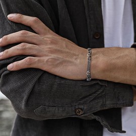 JadeAngel Mens Bracelet Stainless Steel Designer Inspired Jewelry Chunky Cuban Link Chain Viking Bracelet for Men Gift, 8.6 Inch