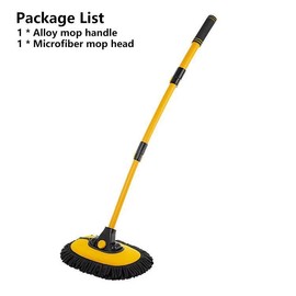 43'' Long handle car wash mop，15° Ergonomic design，Microfiber material，Avoid scratching，Retractable aluminum pole(Durable)，suitable for Cars, Truck, SUV and Home cleaning - Car Wash Accessories! Caressentials! Labor Day Gift!:_Yellow