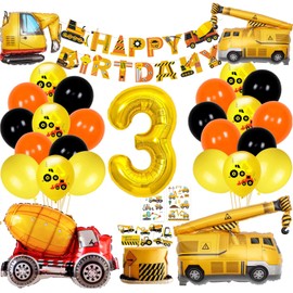 Construction Birthday Party Supplies for Kids,Party Decorations Kits 3 Year Olds Construction Birthday Supplies Foil Balloons for Construction Theme