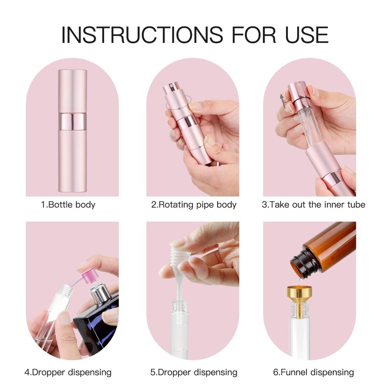5PCS 8ml Travel Perfume Atomizer Refillable, Mini Cologne Spray Bottle