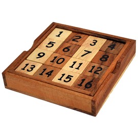 No Fleiss, No Work, No Price, Puzzle Wood Slide 15 Sliding Game Made of Wood with Numbers, Patience Game, Puzzle Game, Educational Game, Calculation Game