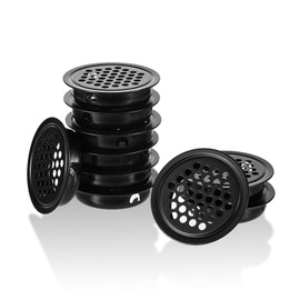 Pack of 12 Black Ventilation Grille, Stainless Steel, 35 mm Fan Grille, Black, Ventilation Grille, Round, Air Grille, Suitable for Garage Ventilation Grille, Cupboards, Shoe Cabinets, Furniture,