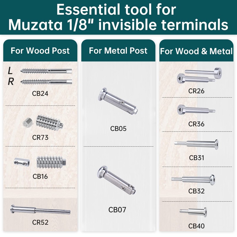 Muzata 2 Pack Upgraded Custom Socket Wrench for 1/8" Invisible