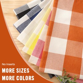 CARRIE HOME Fall Orange Plaid Pillow Covers 22x22 Set of 2, Autumn Decor Farmhouse Checkered Decorative Throw Pillow Covers 22 x 22, Extra Large Fall Pillows for Couch Sofa (No Pillow Inserts)