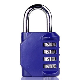 Newhouse Hardware Steel Waterproof 4-Digit Combination Lock Blue NHH-NUMLK-BLU, Combination Lock for Locker, Tool Box, and Outdoor Storage Cabinet, Ideal Luggage Lock, Gym Lock, or Combination Padlock