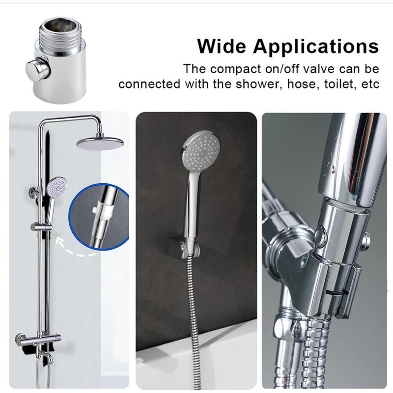 Bestgle 3Pcs Universal Shower Head Shut-Off Valve, G1/2 Water Control