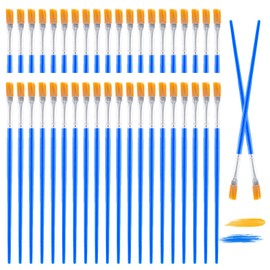 TSHAOUN Pack of 70 Wide Flat Brushes, Small Artist Brush Set for Art Painting, Nylon Brush, Watercolour for Beginners, Children, Artists, Oil Painting, Painting Lovers, Nail Art