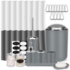 IMAVO Grey Bathroom Set,22Pcs Bathroom Accessories Set with Shower Curtain,Trash