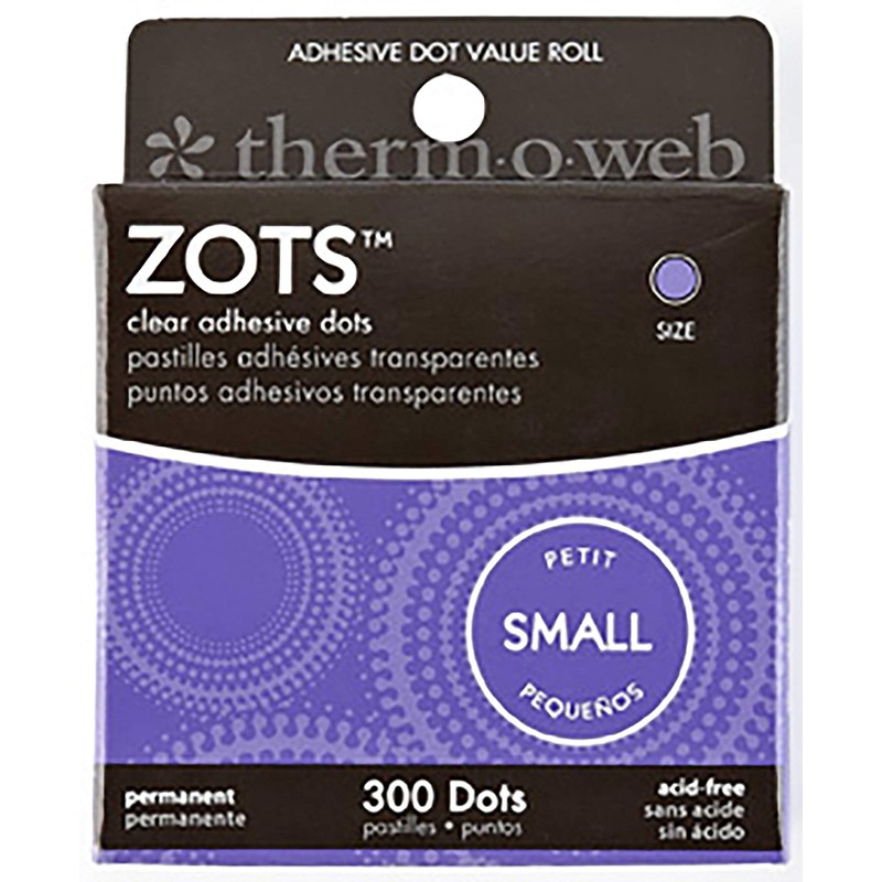 Thermoweb Zots Clear Adhesive Dots, Small, 3/16-Inch-by-1/64-Inch Thick, 300-Pack