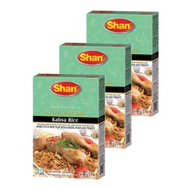 Shan Kabsa Rice Arabic Seasoning Mix 2.11 oz (60g) - Spice Powder for Arabic Style Meat Pilaf with Almond, Raisen & Tomato - Suitable for Vegetarians - Airtight Bag in a Box (Pack of 3)