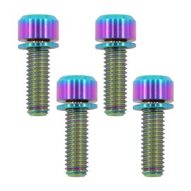 TIRYTU 4PCS Titanium Bolts M6X18mm with Washers, Lightweight Design | Ideal for Humid/Salty Environments M6 Hex Screws for Bicycle Motorcycle MTB Bolts (Colorful)