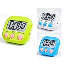 Set of 3 Timer Egg Timer, Digital Clock with Foldable Stand and Magnet, Timer with LCD Display, Stopwatch, Kitchen Timer for Cooking, Baking, Sports, Studying