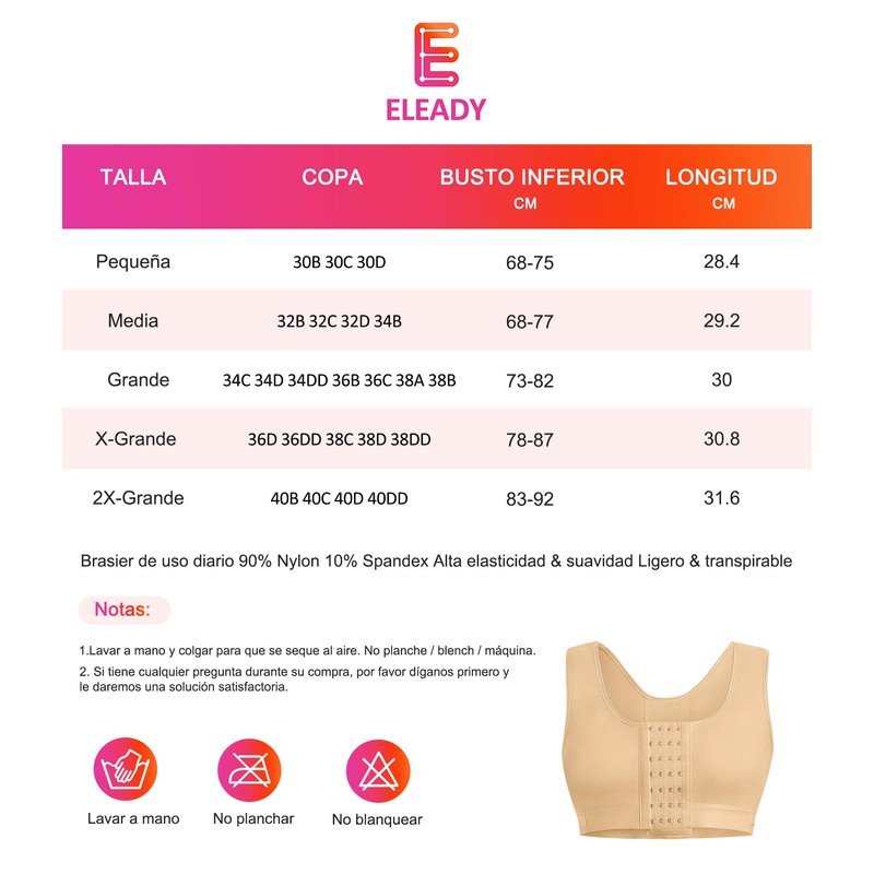 Eleady Beis Brasier sin Varillas Mujer con Cierre Frontal Brasier