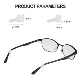 lvvfit Anti-slip Ear Hooks Holder Eyeglasses Retainers Silicone Glasses Temple Holders for Glasses Sunglasses (Clear 10 pairs)