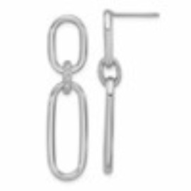 Auriga Fine Jewelry Mothers Day Gift Sterling Silver Rhodium Plated Polished Cubic Zirconia Dangle Post Earrings (L-42mm, W-14.3mm)