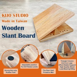 KIJO Studio Professional Wooden Slant Board for Calf Stretching, 500 lbs Weight Capacity, 16-Angle Adjustable Incline Board for Exercise, Squat & Physical Therapy (Japanese Pure and Simple Desig)