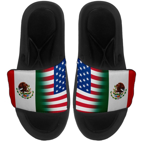 Cushioned Slide-On Sandals/Slides for Men, Women and Youth - Flag of Mexico (Mexican) - Mexico Flag - X Large