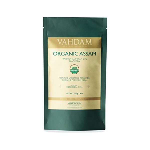 Vahdam Premium CTC Organic Assam Black Tea & English Breakfast Tea| STRONG, Full Bodied, Bold,& Delicious| Perfect for Kombucha, Iced Tea & Irish Breakfast Tea (8 Ounces, 226 grams, Bulk Pack)