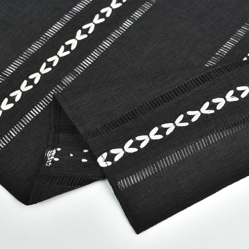 NEWISHER Rustic Farmhouse Embroidered Square Tablecloth Jacquard Striped Table Cloth
