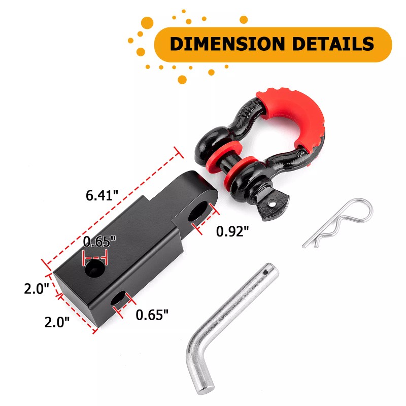 DYSO 2" Trailer Hitch Receiver Shackle Tow Mount For 2007-UP