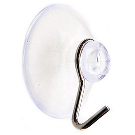 Pack of 4 x 40mm - 45mm Diameter (just over 1 1/2") Standard Suction Cups / Suckers with Wire / Metal Hook and Mushroom Head by rubbersuckers UK. Plain, clear vinyl / PVC. Packet size (x4).