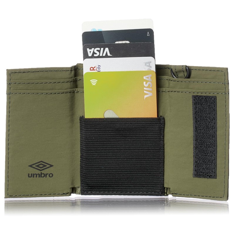Umbro Men's Women's Trifold Wallet with Neck Strap, Lightweight Nylon,