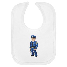 Azeeda 'Pixel Art Police Officer' Soft Cotton Baby Bib (BI00055499)