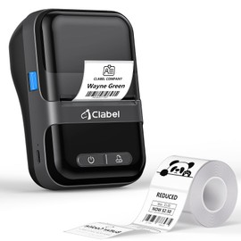 CLABEL Label Maker Barcode Printer 220B Thermal Bluetooth Mini Label Printer Sticker Printer Maker Machine 2 Inch No Ink Portable with 1 Roll Tape for Small Business,Office, Home Black