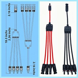 Losato 1 Pair Solar Y connectors 1 to 4-Turn connectors Waterproof Parallel Solar connectors, 12AWG tinned Copper Solar Panel Cable Plug connectors (M/FFFF and F/MMMM)