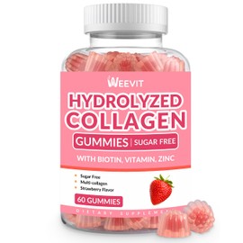 Collagen Gummies for Women, Hydrolyzed Collagen Peptides Gummies with Biotin, Collagen Supplements Gummy with Vitamin B12, C, D, Zinc for Hair Skin Nail