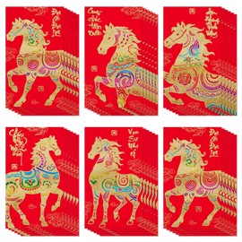 APUDWN 36 Pcs Vietnamese Lunar New Year Red Envelopes 2026 Year of the Horse Tet Li Xi Lucky Money Packets, New Year Party Supplies, Lunar New Year Gifts for Family and Friends