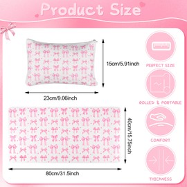 HCEWSBFD Coquette Bow Makeup Mat Cosmetic Bag Waterproof Mouse Pads Dressing Desk Makeup Table Cover with Pink Bow Pouch Bag Trendy Teen Girls Gifts Vanity Top Protector Office Accessories Decor