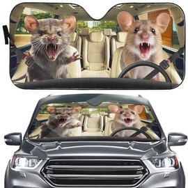 Auto Front Window Sunshade Hamster,Angry Hamster Driving Car Windshield Sunshade,Car Sunshade Visor,Hamster Truck Accessories,Sun Visor,Hamster Sunshade Cover,Anti-UV Protect Auto Car