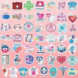 Dorgua 100Pcs Nurse Stickers Pack, Medical Doctor Stickers Vinyl Waterproof Nurse Stickers for Water Bottle Laptop Graduation Decorations Nurse's Day Party Favors Gifts