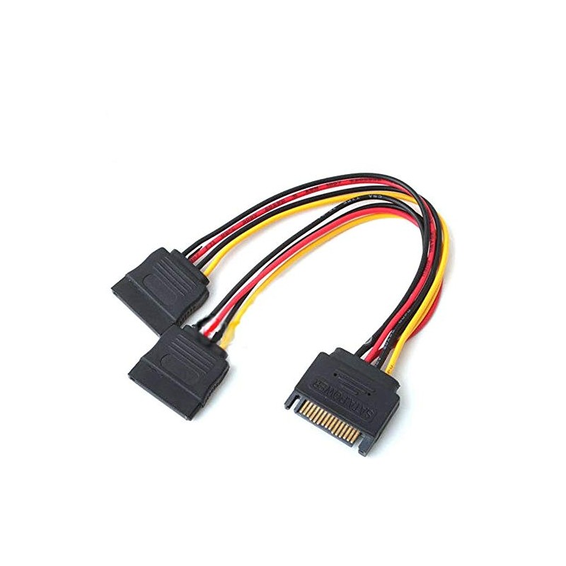 Multibao 15 Pin Sata Male to 2 Sata Female Power