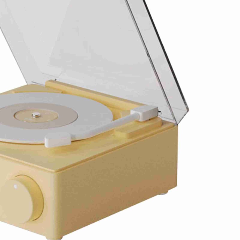 Rotating Vinyl Disc Alarm Clock Speaker Retro 360 Degree Stereo