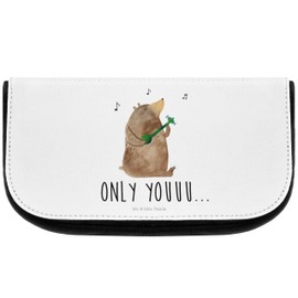Parent-New Mr. & Mrs. Panda Cosmetic Bag Bear Guitar, White, Hand drawn
