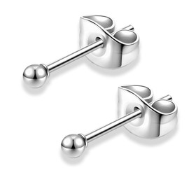 swars Round Ball Earrings, Silver, Men's, Women's, Unisex, Simple, Round Ball Earrings, For Both Ears, 2 Pairs, Silver