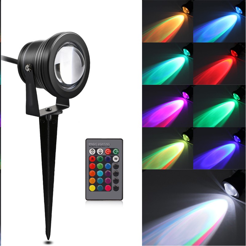 10W Landscape Light Waterproof Outdoors RGB LED Garden Lamp with