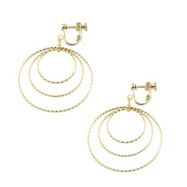 Jewelry Shop M e0073 Women's 3 Row Ring, Hoop Gradient, Screw Screw, Twist, Twist Earrings, Simple, Screw Type