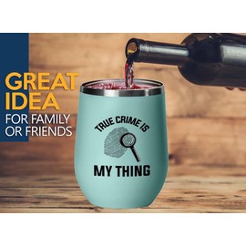 Detective Teal Edition Wine Tumbler 12oz - TRUE crime is - Police Officer Cop Patrol Detective Sheriff Law Enforcement Police Academy Student Police Chief