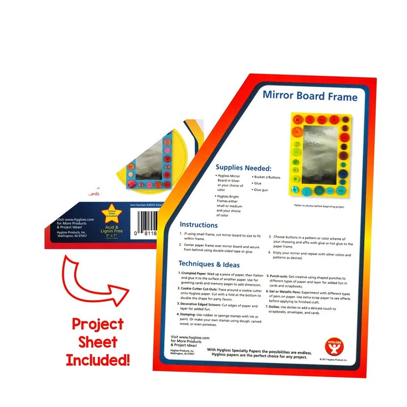 Hygloss Products, Inc Silver Mirror Sheets-Reflective Shiny Poster Board, 8-1/2