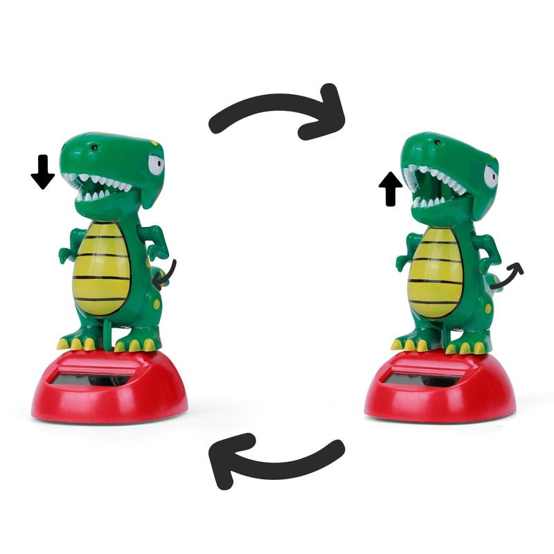 YGMONER Dinosaurs Waving Arms Car Dashboard Dancer Cartoon Style Solar