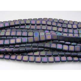 Czechmate 6mm Square Glass Czech Two Hole Tile Bead - Matte Iris Purple