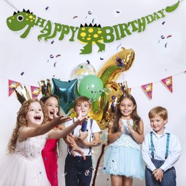 HONGXIN-SHOP Partybanner Happy Birthday Banner Filz Dinosaurier Bunting für Kinder Geburtstag Party Dino Thema