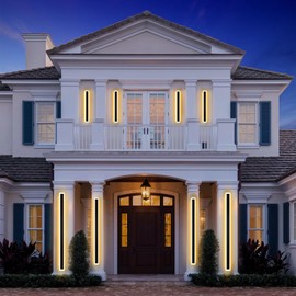 YuayiJubil Modern Outdoor Wall Light 2 pack-23.64inch, 3000K Long Wall Lights for House/Porch, Waterproof IP65 Black Outside Led Wall Mounted Lighting Fixtures, 23.64in-2pack