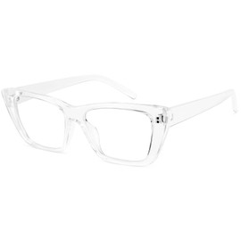 WOWSUN Narrow Small Vintage Cat Eye Frames Eyeglasses for Women Retro Blue Light Blocking Computer Glasses Clear Frame-Clear Lens